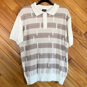 Vintage 70s/80s Woven Striped Cotton Blend Polo